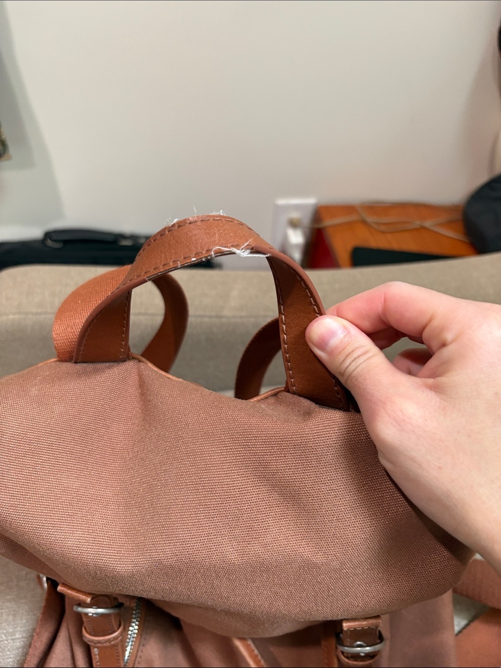 Matt & Nat Rust/Terracotta Canvas Drawstring Backpack - Picture 4 of 6